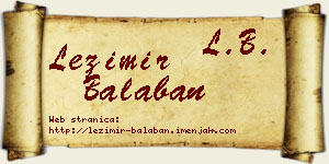 Ležimir Balaban vizit kartica